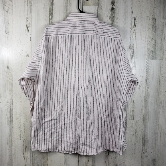 mens bcbgmaxazria pink and white striped button down shirt size XL - Picture 4 of 9